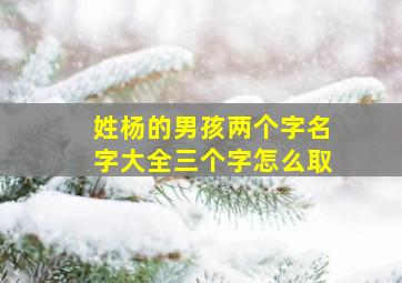 姓杨的男孩两个字名字大全三个字怎么取