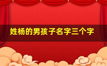 姓杨的男孩子名字三个字