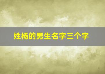 姓杨的男生名字三个字