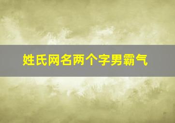 姓氏网名两个字男霸气