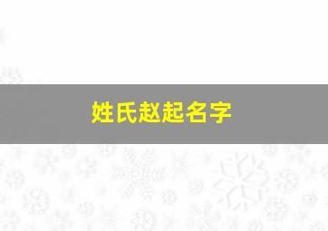 姓氏赵起名字