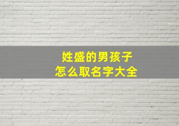 姓盛的男孩子怎么取名字大全