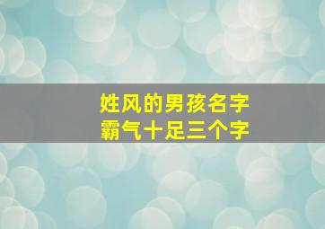 姓风的男孩名字霸气十足三个字