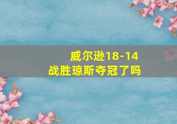 威尔逊18-14战胜琼斯夺冠了吗