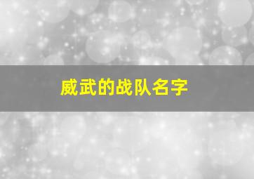 威武的战队名字