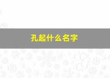 孔起什么名字