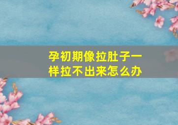 孕初期像拉肚子一样拉不出来怎么办