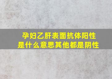 孕妇乙肝表面抗体阳性是什么意思其他都是阴性