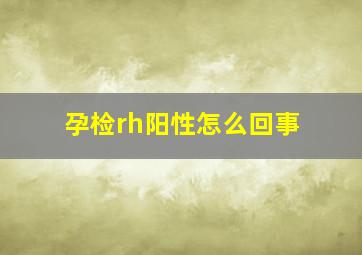 孕检rh阳性怎么回事