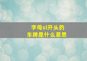 字母sl开头的车牌是什么意思