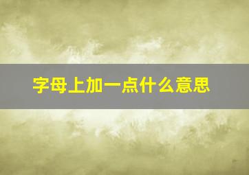 字母上加一点什么意思