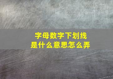 字母数字下划线是什么意思怎么弄