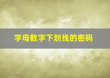 字母数字下划线的密码