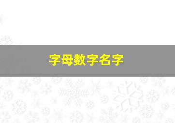 字母数字名字