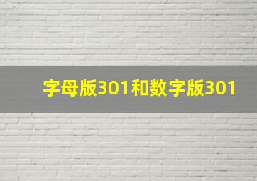 字母版301和数字版301