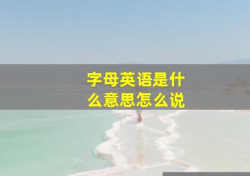 字母英语是什么意思怎么说