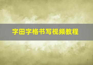 字田字格书写视频教程