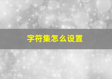 字符集怎么设置