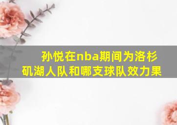 孙悦在nba期间为洛杉矶湖人队和哪支球队效力果