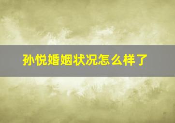 孙悦婚姻状况怎么样了