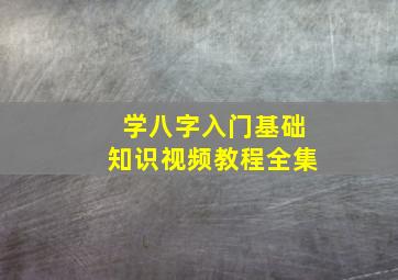 学八字入门基础知识视频教程全集