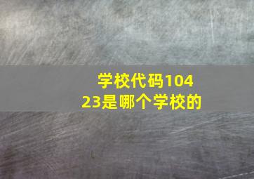 学校代码10423是哪个学校的