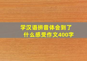 学汉语拼音体会到了什么感受作文400字