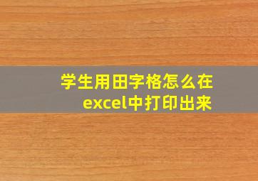 学生用田字格怎么在excel中打印出来