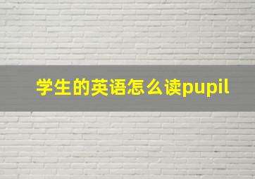 学生的英语怎么读pupil