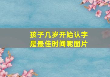 孩子几岁开始认字是最佳时间呢图片