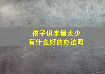 孩子识字量太少有什么好的办法吗