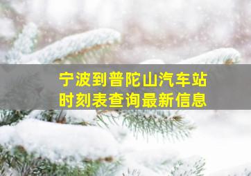 宁波到普陀山汽车站时刻表查询最新信息