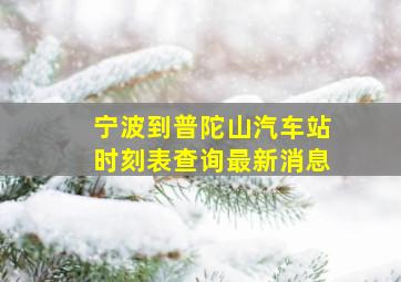 宁波到普陀山汽车站时刻表查询最新消息