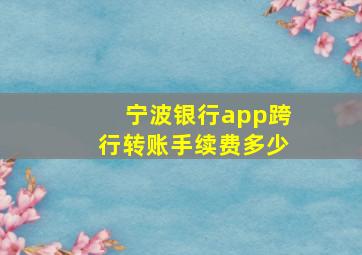 宁波银行app跨行转账手续费多少