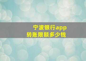 宁波银行app转账限额多少钱