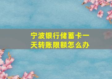 宁波银行储蓄卡一天转账限额怎么办