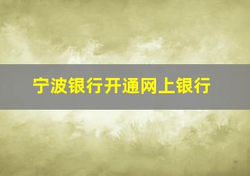 宁波银行开通网上银行