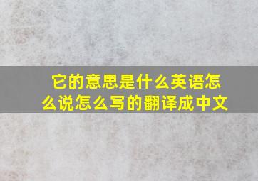 它的意思是什么英语怎么说怎么写的翻译成中文