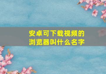 安卓可下载视频的浏览器叫什么名字