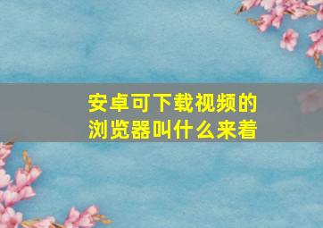 安卓可下载视频的浏览器叫什么来着