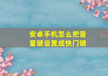 安卓手机怎么把音量键设置成快门键