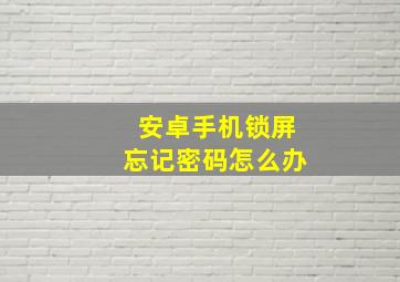 安卓手机锁屏忘记密码怎么办