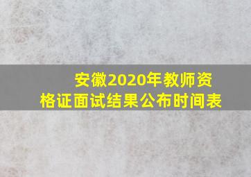 安徽2020年教师资格证面试结果公布时间表