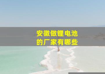 安徽做锂电池的厂家有哪些