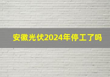 安徽光伏2024年停工了吗