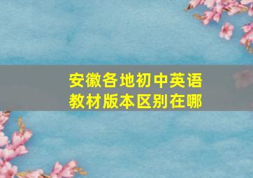 安徽各地初中英语教材版本区别在哪