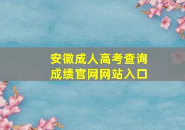 安徽成人高考查询成绩官网网站入口