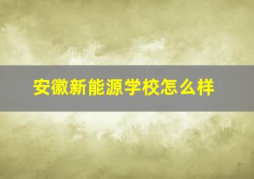 安徽新能源学校怎么样