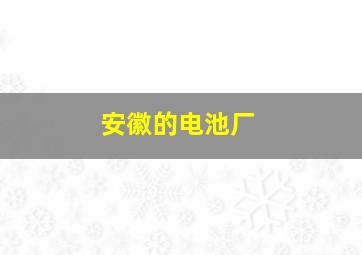 安徽的电池厂