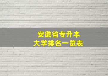 安徽省专升本大学排名一览表